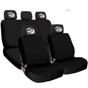 Fit Most Sedans SUVs Pickup Trucks Minivans Giant Panda 1 Pair Front Car Seat Covers for Passenger Seat and Driver Seat Black+Red Line